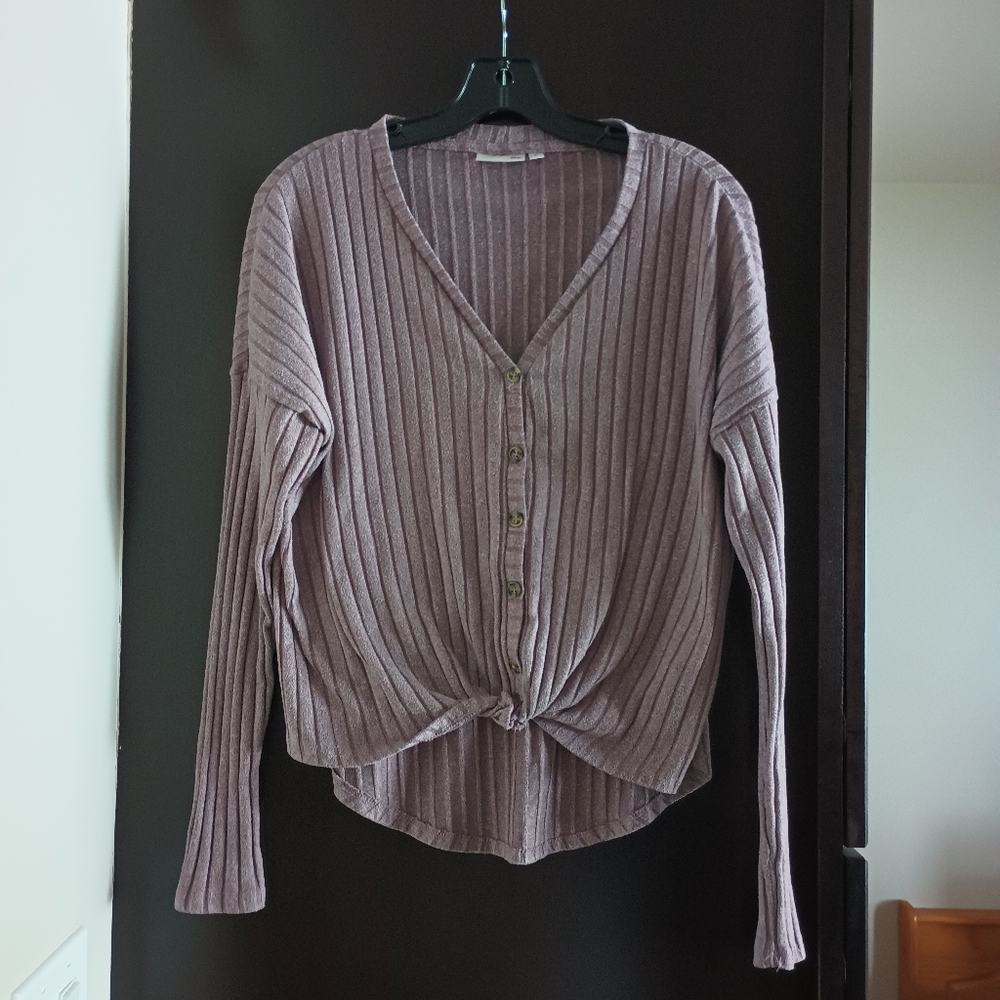 Ribbed Button-Up Cardigan